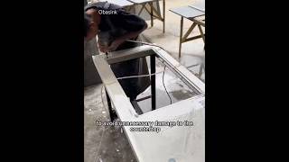 How to install flushmount / drop in kitchen Sink #kitchensinkfactory #Obasink +8618938772572