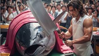 388kg giant bluefin tuna meets unstoppable chef skills 🔥#chefpower #tuna