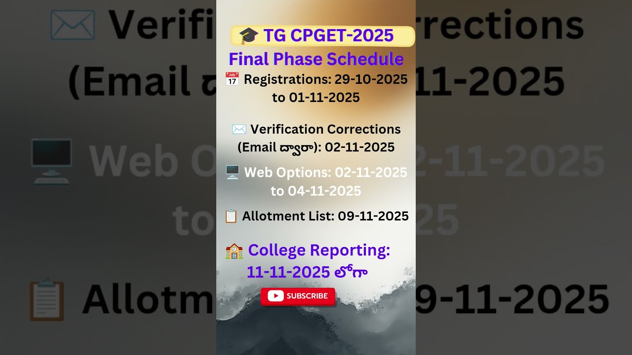 TG CPGET Final Phase important Dates