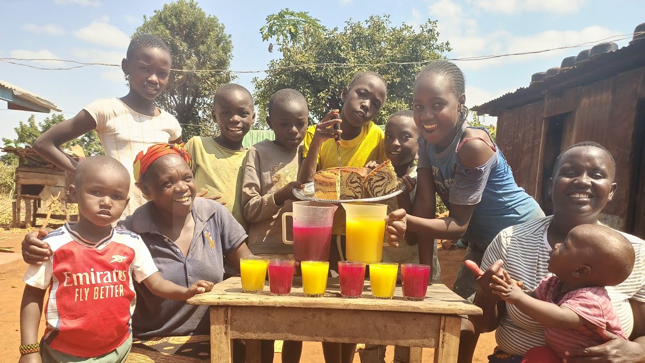 Baking marble chocolate cake+making fresh juice, village life and Cooking 