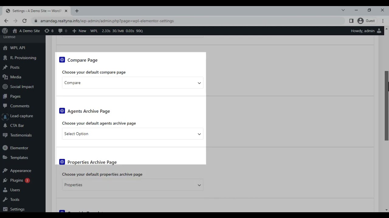 WPL For Elementor Settings | Real Estate IDX Website