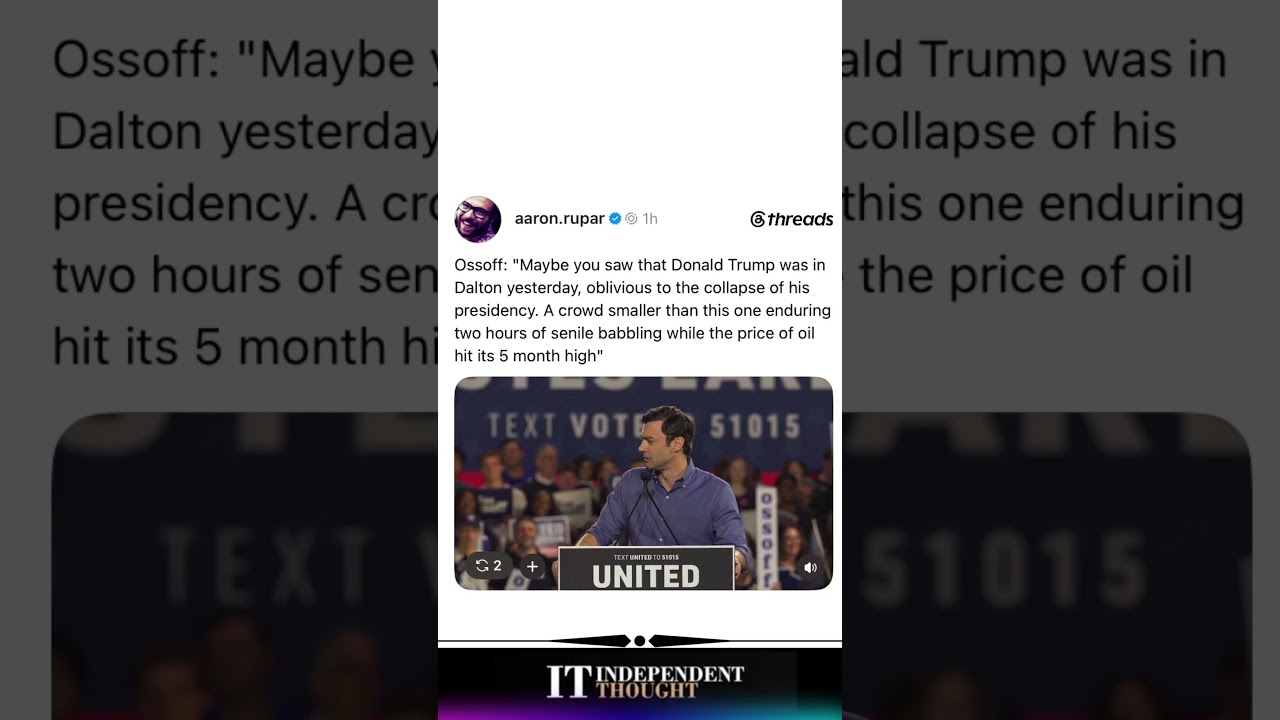 Jon Ossoff Calls Out Trump’s “senile babbling” & says his Presidency is collapsing