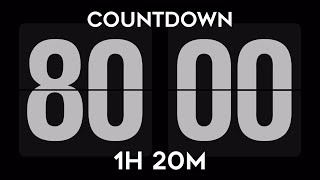 80 Minutes Countdown Flip Clock Timer With Alarm (1 Hour and 20 Minutes) [4k]