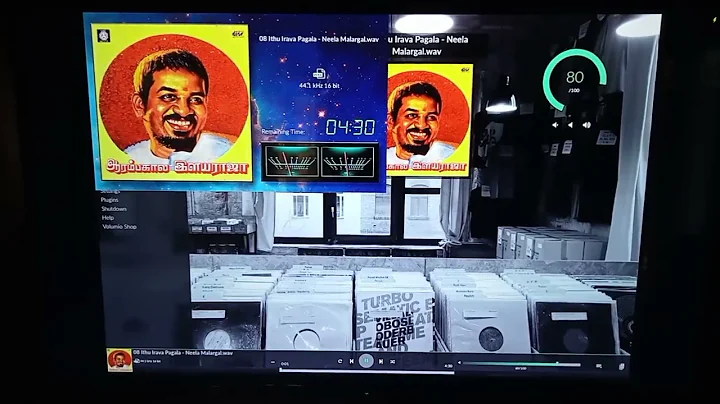 allo boss2 player, volumio with peppy meter plugins displayed through hdmi out on tv.