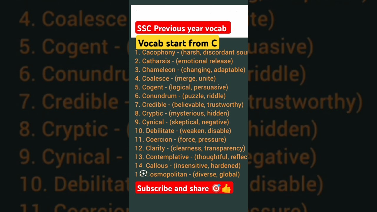 ssc previous year vocab for SSC and all exams related english paper 🙏🙏🎶🎯🎯