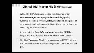 Clinical Trial Master File TMF and Electronic Trial Master File eTMF