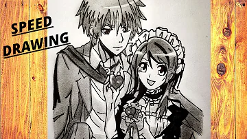 pencil shading usui and misaki | speed drawing usui and misaki | usui and misaki drawing | maid sama