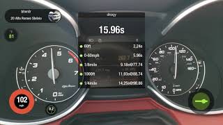 Alfa romeo stelvio 2.0l 280hp stock 0-60mph, 1/4 mile, 1/2 mile and 0-130mph times...