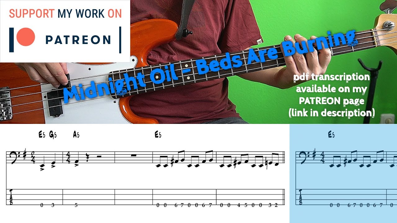 Midnight Oil Beds Are Burning (Bass cover with tabs) YouTube