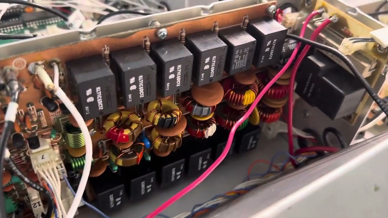 Ten Tec Omni 6 how to remove finals RF filter board. Take small screws out of back flip down.