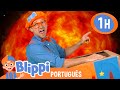 Blippi Explora o Sistema Solar de Foguete! | 1 HORA DO BLIPPI! | Vídeos Educativos em Português