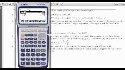 Entrer une suite par sa formule récurrente dans une Casio graph 35+