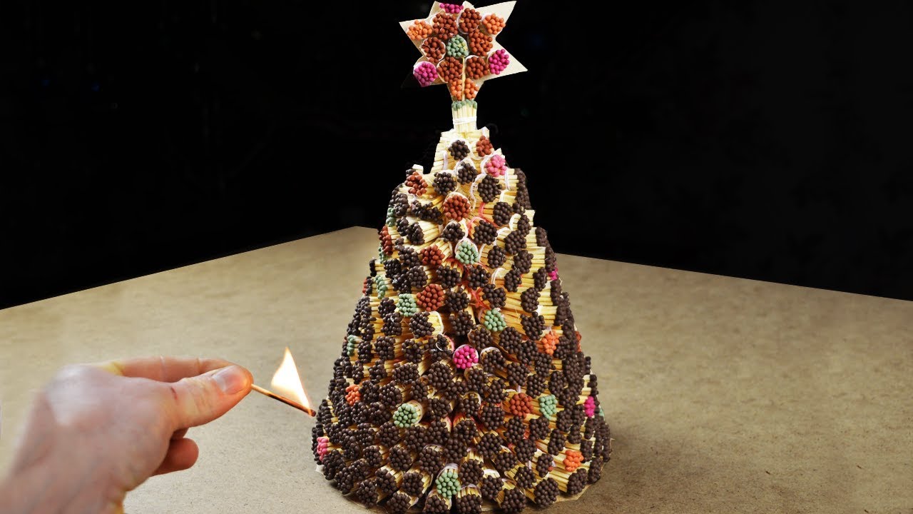 How to make a match Christmas TREE and burn it YouTube