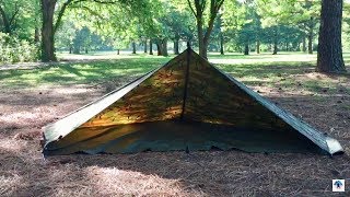 Tipi Tarp Shelter SetUp using a 10 x 10 Tarp