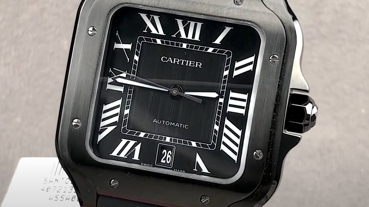 Cartier Santos De Cartier Large ADLC Black Dial Strap Men's Automatic ...
