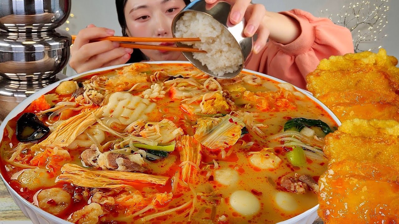 ASMR 추울땐 국물!! 마라탕에 밥🍚말아서 퍼먹을게요 마라탕국밥 꿔바로우 리얼먹방 :) Malatang MUKBANG