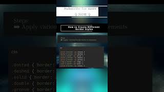 🎨 CSS 🎨 How to Create Different Border Styles 🎨 #shorts #KGRDevShorts #HowToCss