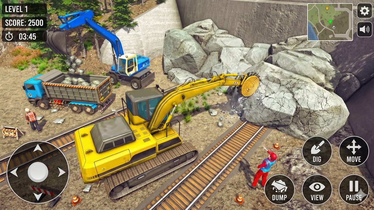 Railroad Construction Simulator 3D Game - JCB Excavator Game 3D