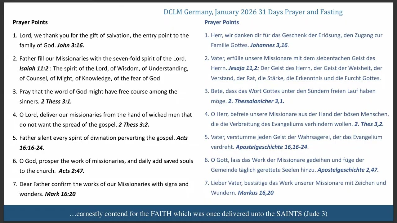 Prayer for our Missionaries | Gebet für unsere Missionare | DAY 11 Night Prayers & Fasting 2026