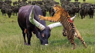 Tiger is Mad! God Gave Strength To Buffalo Herd Take Down TIGER With Their Horn To Save His Teammate