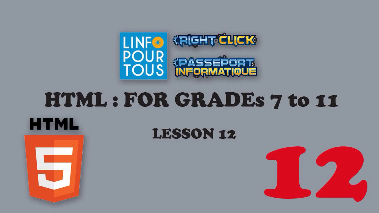HTML LEsson 12 for Grades 7 to 11 - YouTube