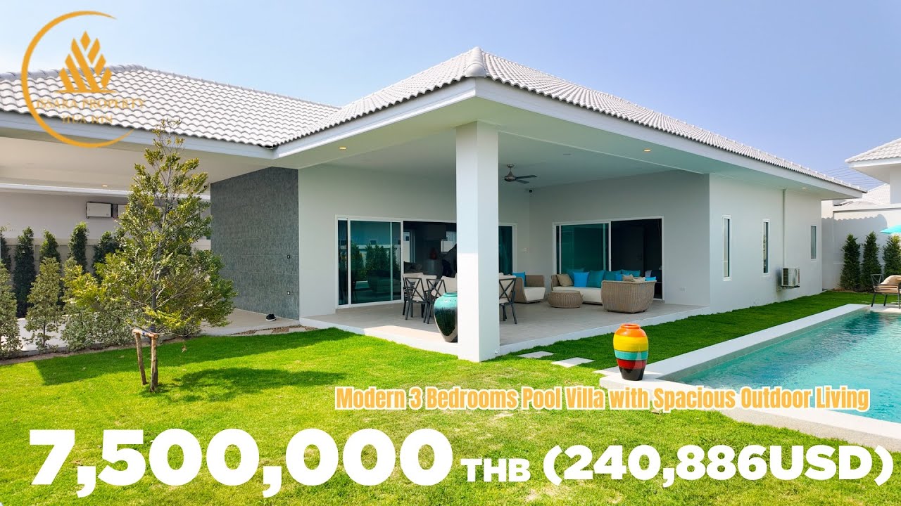 7,500,000THB(240,886USD) Brand New Modern 3 Beds villa with Spacious Outdoor Living in HuaHin Soi112