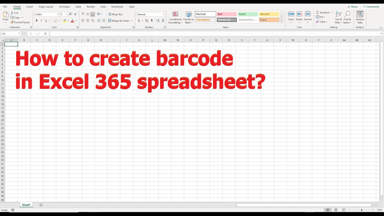 How to create barcode in Excel 365 spreadsheet? - YouTube