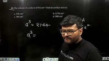 24. The volume of a cube is 2744 cm3.  Find its surface area is:a. 196 cm2   b. 1176 cm2c. 784 cm2