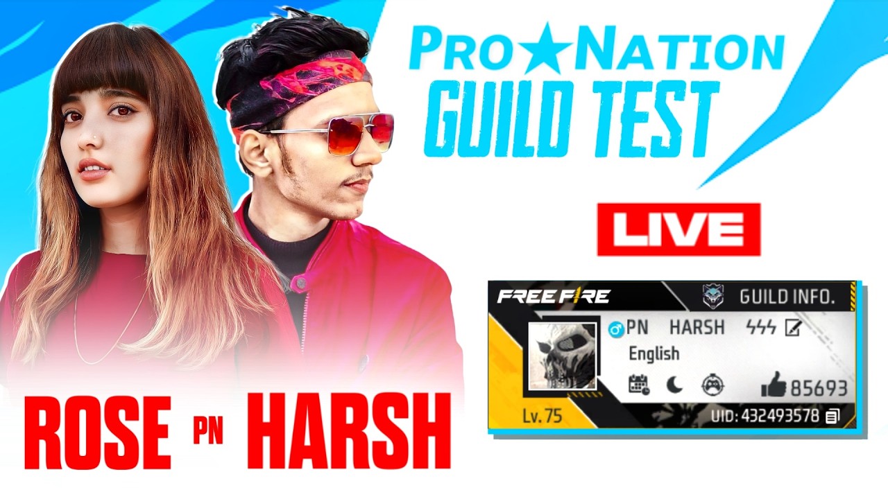 Pn Rose PRO NATION GUILD TEST - FREEFIRE LIVE 🥵🔥 - #PNHARSH #SHORTS #PNROSE ...