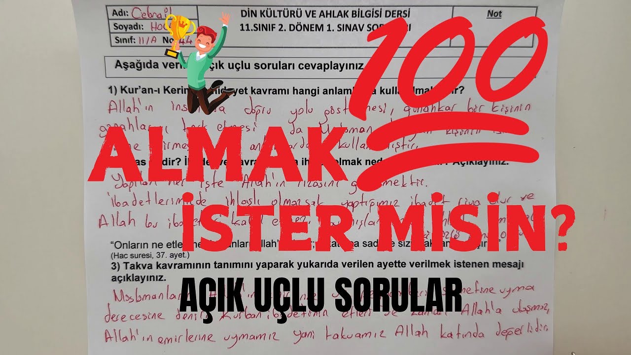 11. Sınıf Din Kültürü 2. Dönem 1. Yazılı