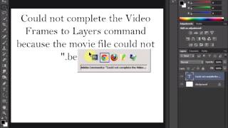Photoshop fix - Could not complete Video Frames Layers command because movie file Photoshop fix - Could not complete Video Frames Layers command because movie file
