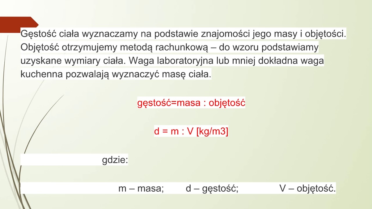 Wyznaczanie gęstości, masy i objętości ciał - YouTube