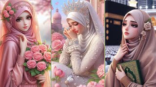 Beautiful 😍 cartoon hijab girls dpz । Animated muslim hijab girls dpz ।