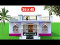 36 by 48 Makan ka Design with Portico, 36 x 48 Home Design in 3D