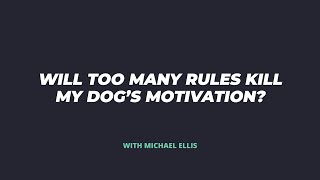 Will Too Many Rules Kill Your Dog's Motivation? - with Michael Ellis