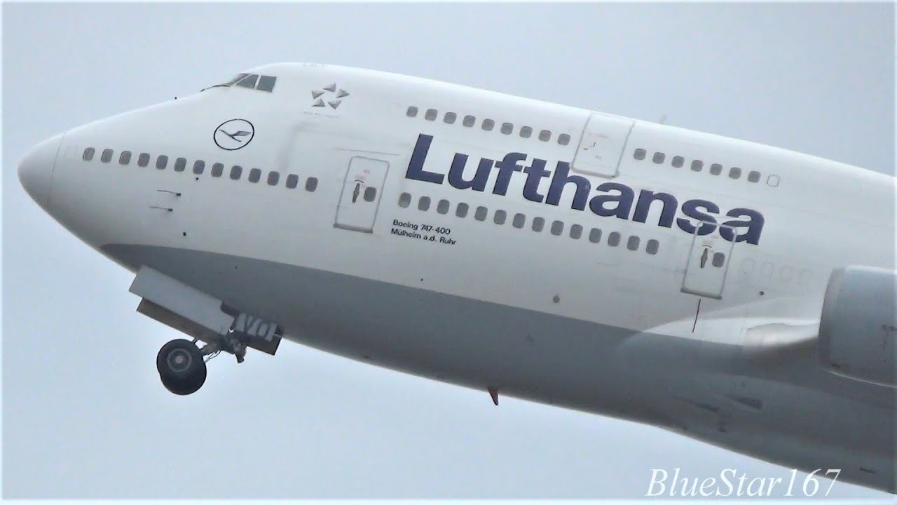 Lufthansa Boeing 747-400 (D-ABVO) takeoff from KIX/RJBB (Osaka