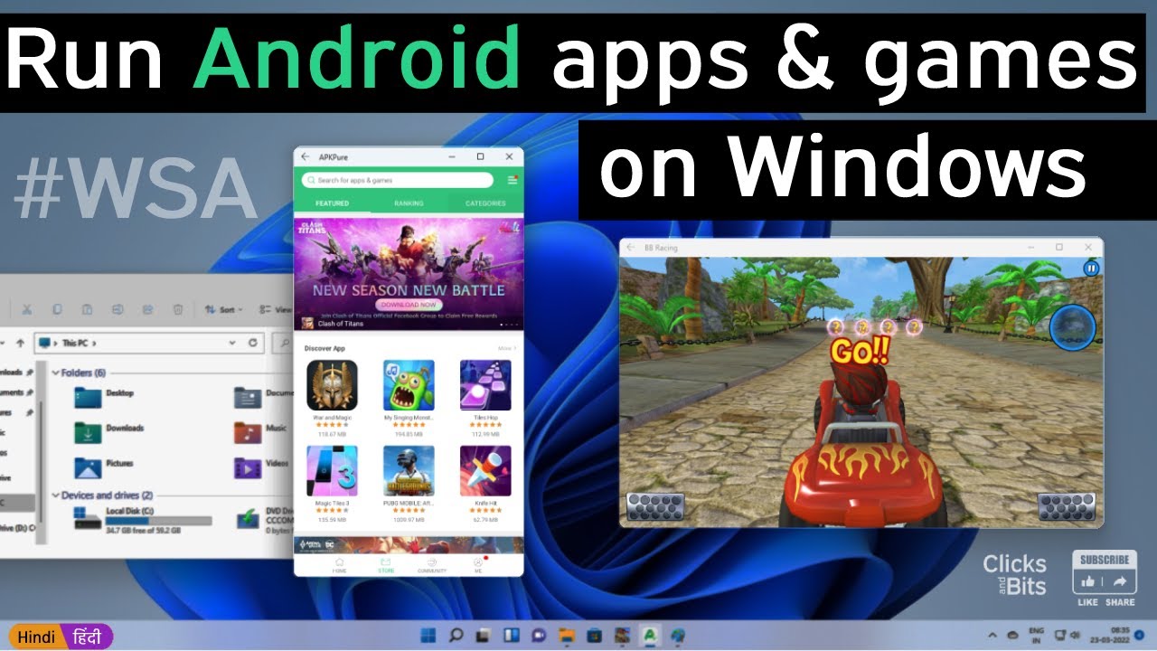 Windows Sub-System for Android (WSA) is not available yet. Install it ...