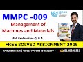 FREE IGNOU MMPC-009 Solved Assignment 2025–26 | Management of Machines and Materials | 100% Accepted