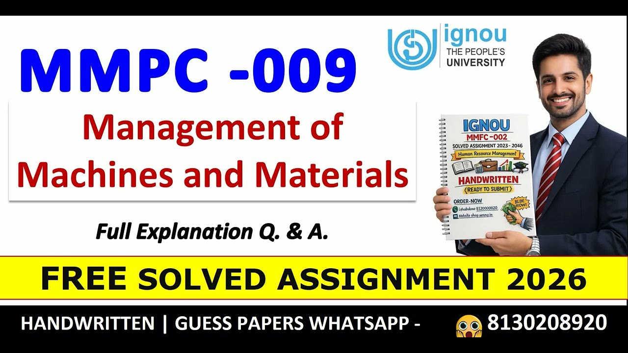 FREE IGNOU MMPC-009 Solved Assignment 2025–26 | Management of Machines and Materials | 100% Accepted