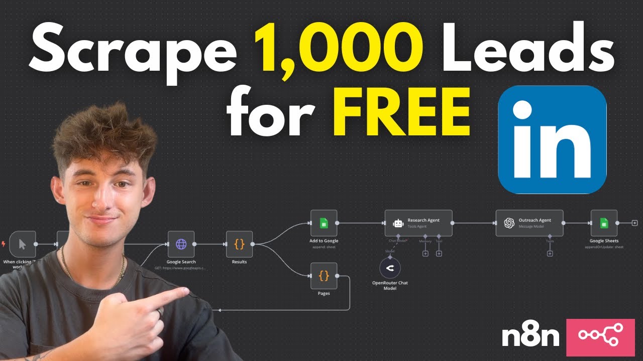 How I Scrape 1,000+ LinkedIn Leads Every Day For FREE in n8n (free template)