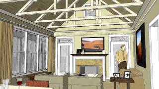 Cottage home design with open floor plan and vaulted ceiling - Hudson Cottage