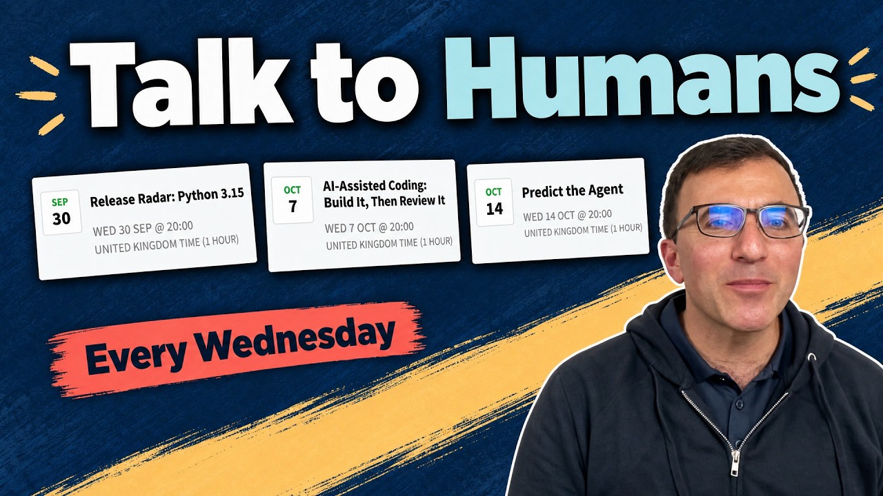 Take a Break From AI: Free Weekly Live Python Sessions
