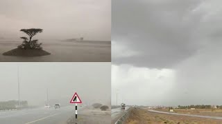 ‏تكاثف السحب ونزول المطر على ولاية عبري عمان ??
