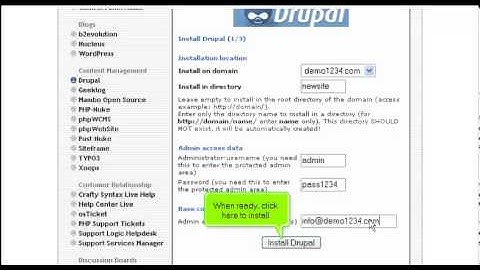 How to install Drupal from Fantastico