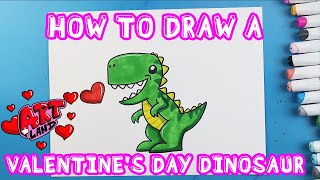 How to Draw a VALENTINE'S DAY DINOSAUR