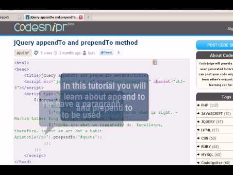 JQUERY Tutorial : jQuery appendTo and prependTo method