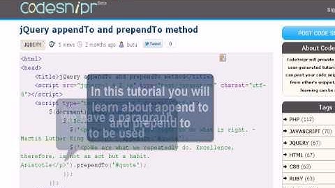 JQUERY Tutorial : jQuery appendTo and prependTo method
