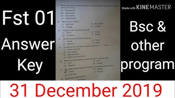 Fst 01 question paper december 2019 for bsc & other programmes | Fst 01 Answer key 2019