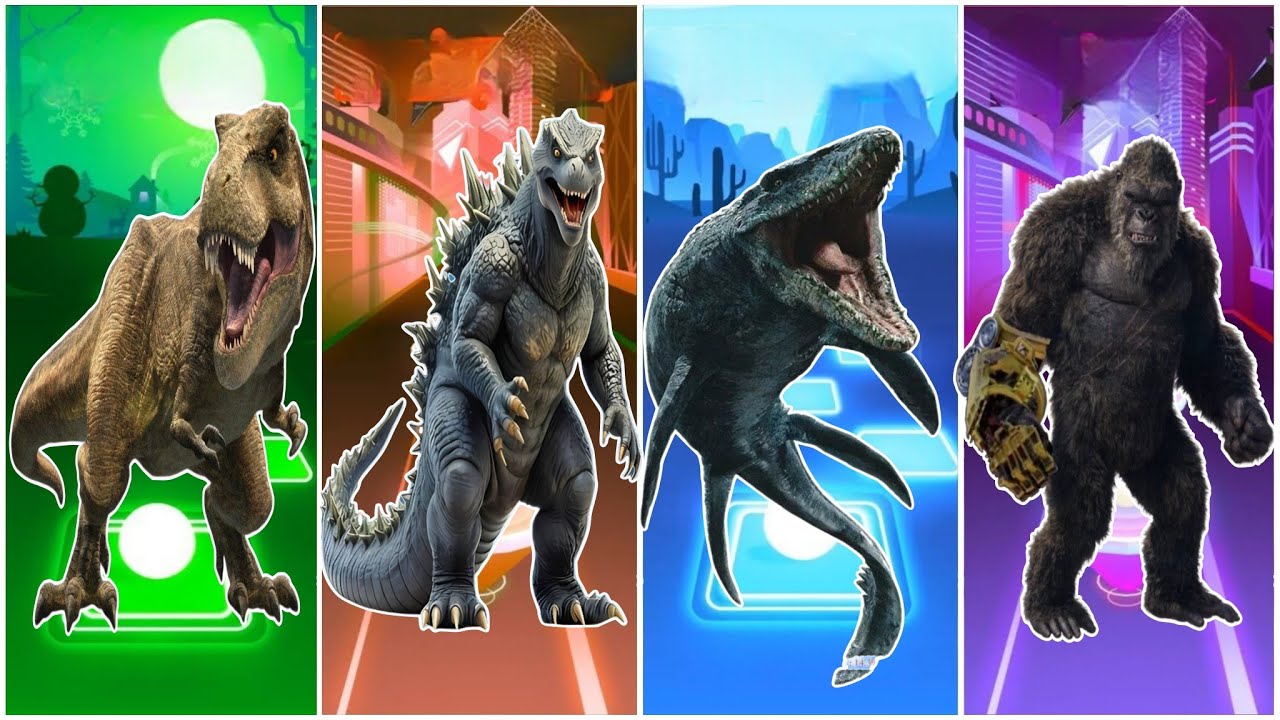 Динозавр 🦖 🆚 Годзилла 🆚 Мозазавр 🆚 Кинг-Конг 🎶 Tiles Hop Edm Rush