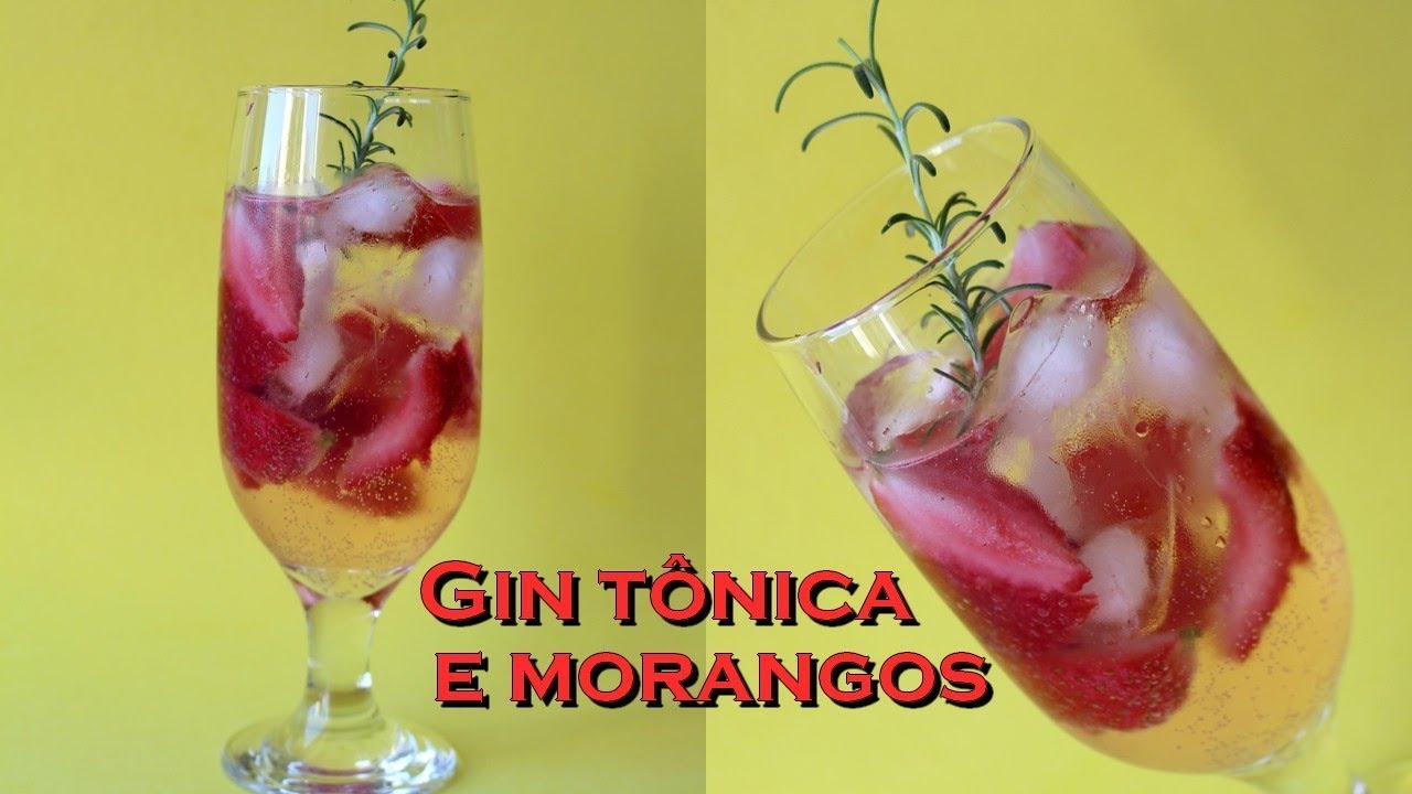 Receitando Drink Gin tônica e morango Por Cecilia Castro YouTube